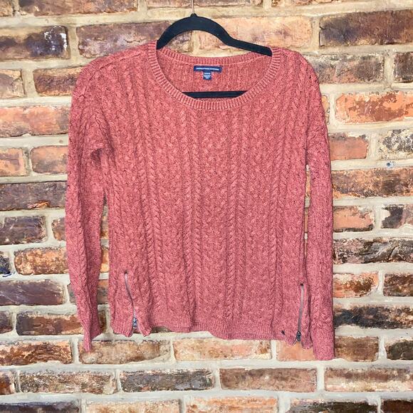 American Eagle Rust Red Pullover Side-Zip Sweater Women's Size Medium - Picture 1 of 6